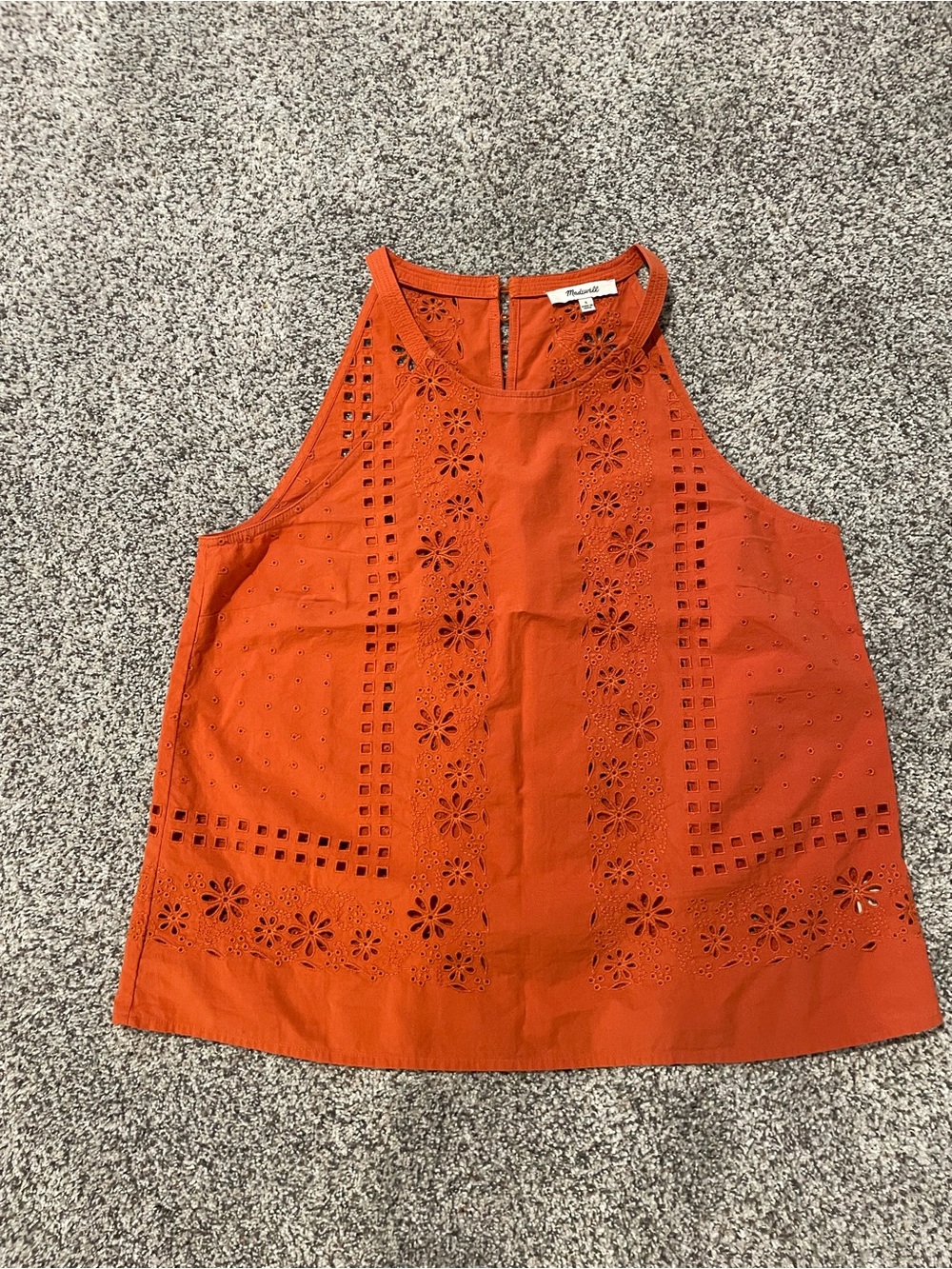 Madewell Orange Eyelet Halter Shell